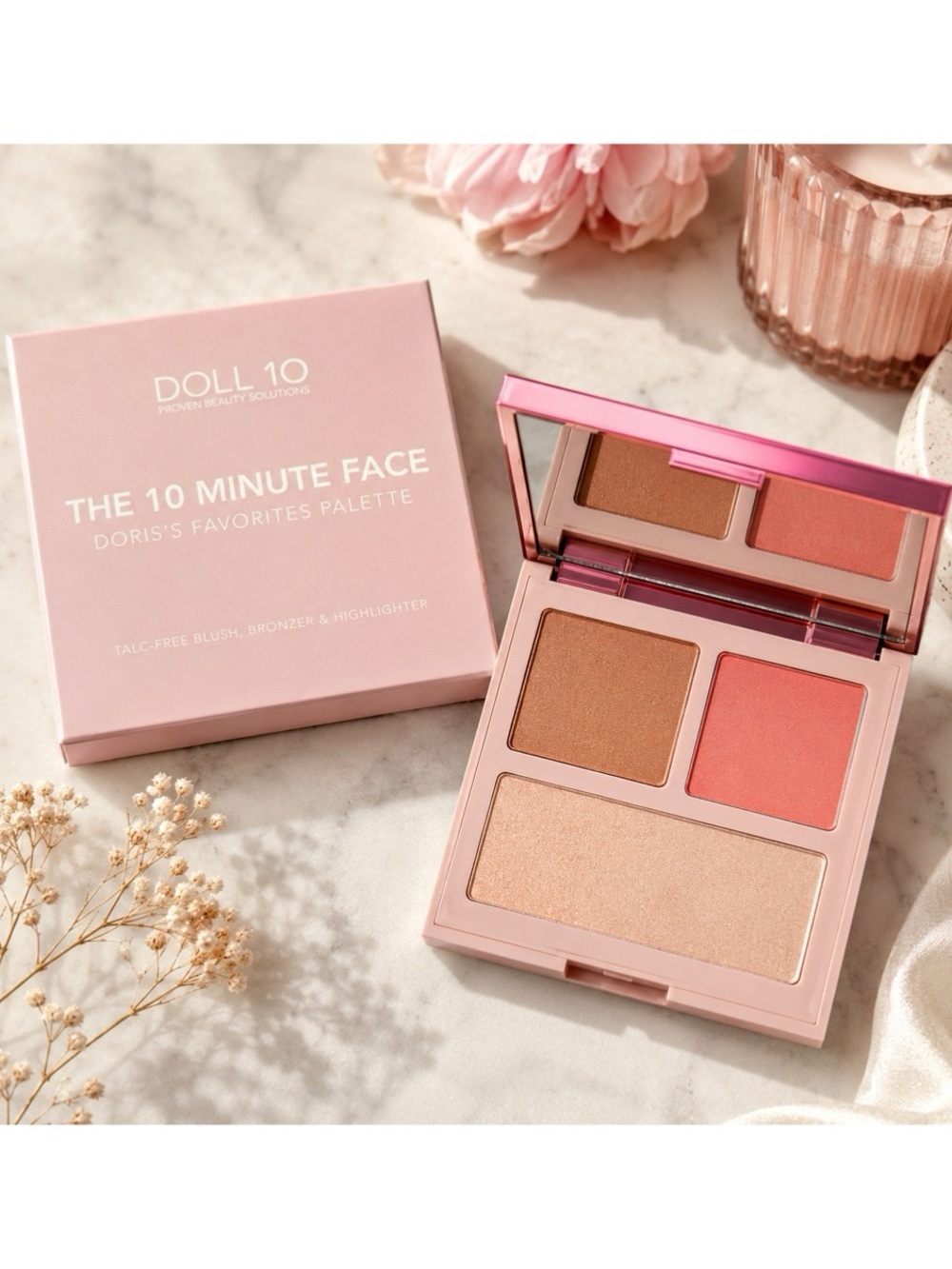 Doll10 - The 10 Minute Face Palette - Blush, Bronzer & Highlighter - NIB